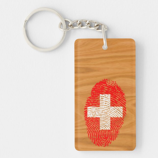 Porte-clefs Drapeau d'empreinte digitale de contact de Suisse (Devant)