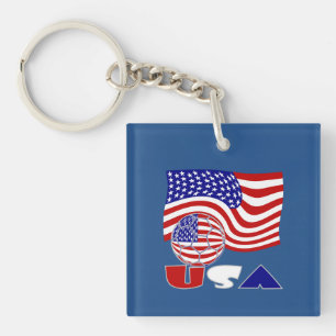 Porte-clefs Drapeau des États-Unis USA Balle de football Fond