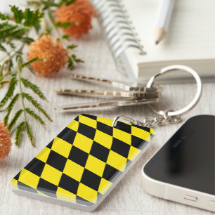 Porte-clefs Drapeau diamant de Bavière noire et jaune Motif