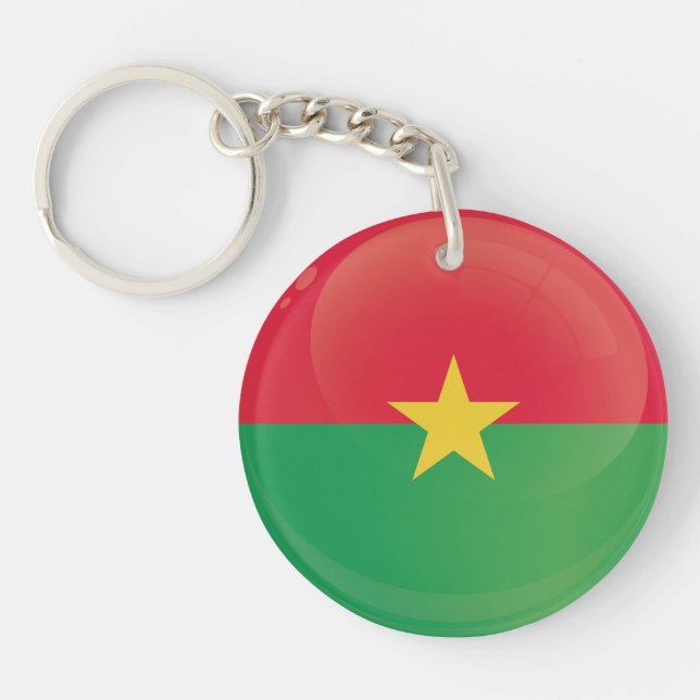 Porte-clefs Drapeau d'icône ronde du Burkina Faso (Devant)