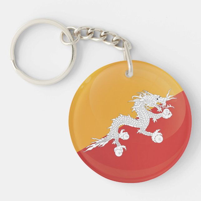 Porte-clefs Drapeau d'icônes rond du Bhoutan (Devant)
