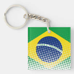 Porte-clefs Drapeau Du Brésil Avec Effet Halftone