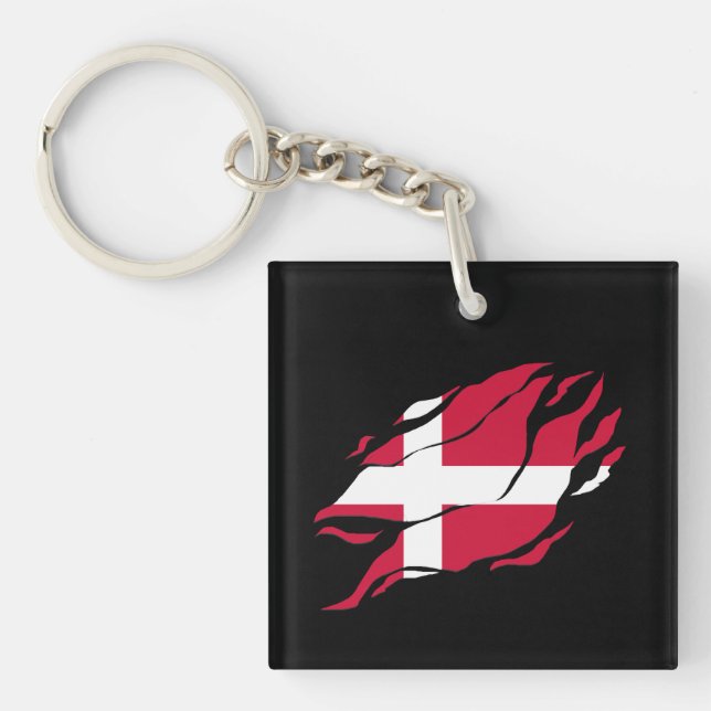 Porte-clefs Drapeau du danemark en moi, scandinavie à l'intéri (Devant)