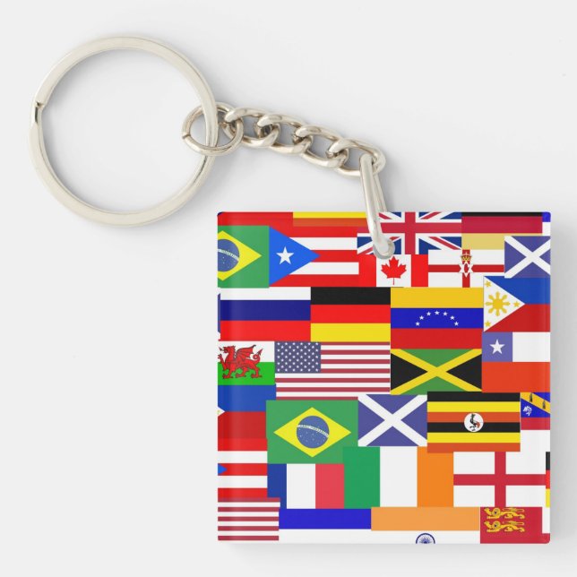 Porte-clefs Drapeau du monde collage (Devant)