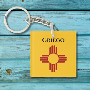 Porte-clefs Drapeau du Nouveau Mexique avec symbole Zia