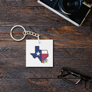 Porte-clefs Drapeau du Texas avec bleu fleur d'État