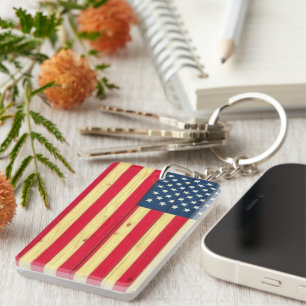 PORTE-CLEFS DRAPEAU EN BOIS AMÉRICAIN
