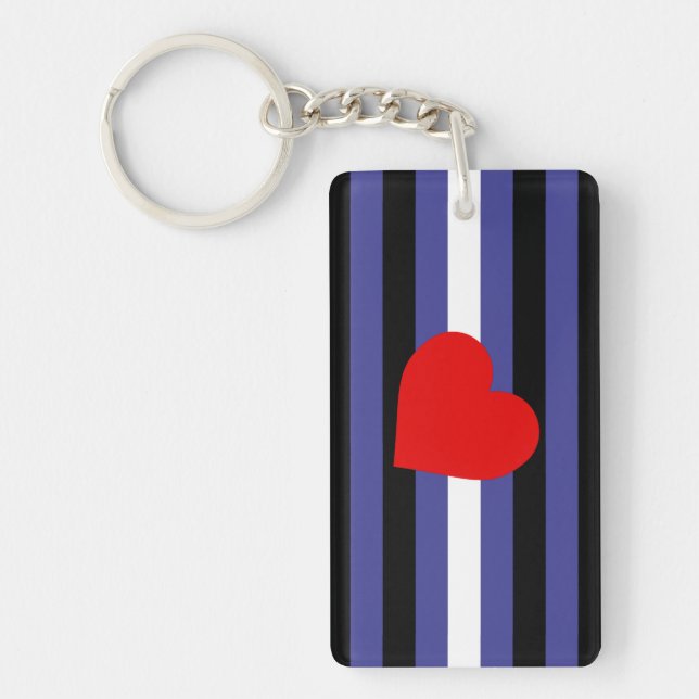 Porte-clefs Drapeau et coeur de la Fierté en cuir (Devant)