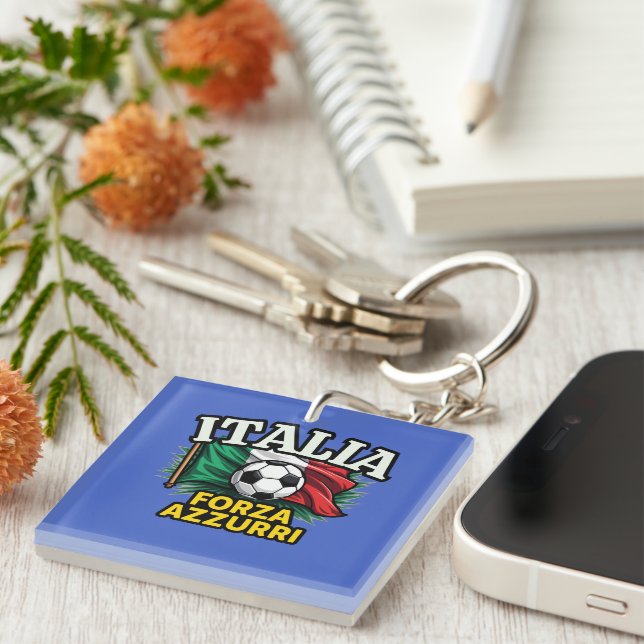 Porte-clefs Drapeau Forza Azzurri (Devant Droit)