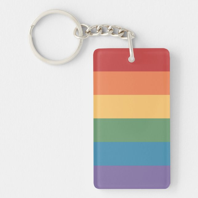 Porte-clefs Drapeau gay pride en cuir (Devant)