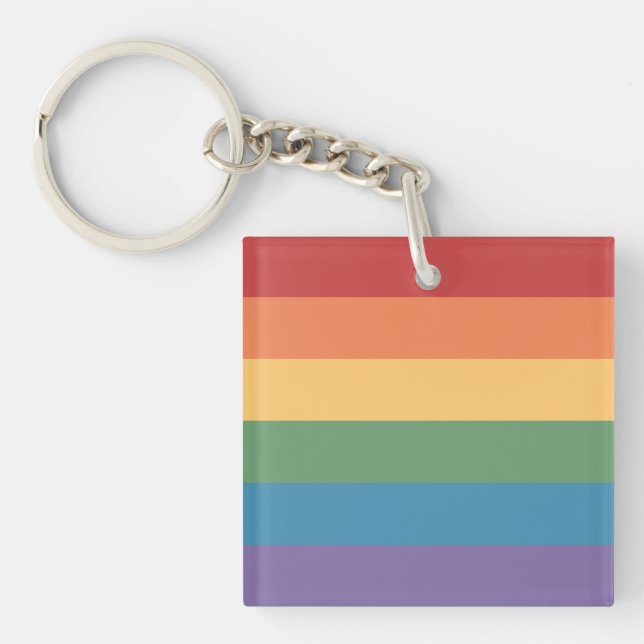 Porte-clefs Drapeau gay pride en cuir (Devant)