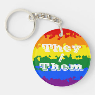 Porte-clefs Drapeau Gay pride Pronoun personnalisable Boho fun