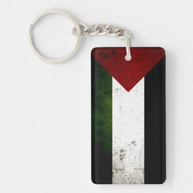 Porte-clefs Drapeau grunge noir de la Palestine (Devant)