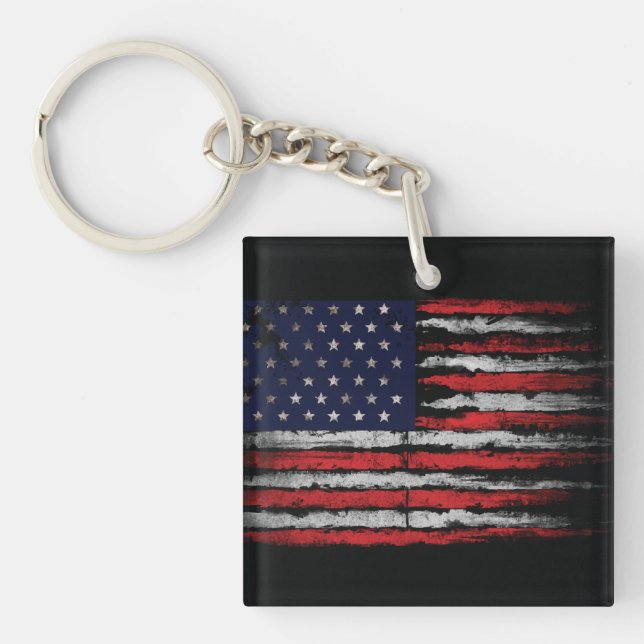 Porte-clefs Drapeau Grunge U.S.A (Devant)