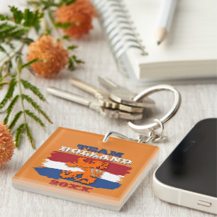 Porte-clefs Drapeau hollandais personnalisé Lion orange Équipe