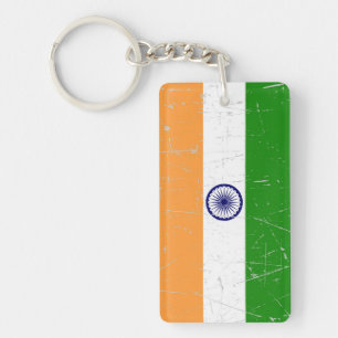 Porte-clefs Drapeau indien éraillé et rayé