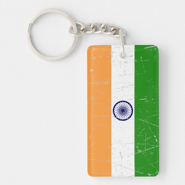Porte-clefs Drapeau indien éraillé et rayé (Devant)