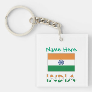 Porte-clefs Drapeau indien personnalisé carré en acrylique