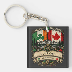 Porte-clefs Drapeau irlandais canadien personnalisé Ville Prov