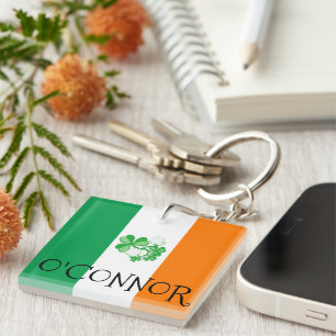 Porte-clefs Drapeau irlandais O, Bague de clé CONNOR
