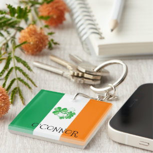 Porte-clefs Drapeau irlandais O, Bague de clé CONNOR