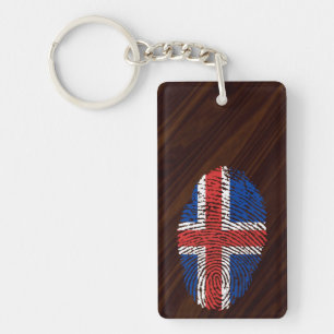 Porte-clefs Drapeau islandais d'empreinte digitale de contact