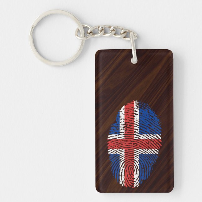Porte-clefs Drapeau islandais d'empreinte digitale de contact (Devant)