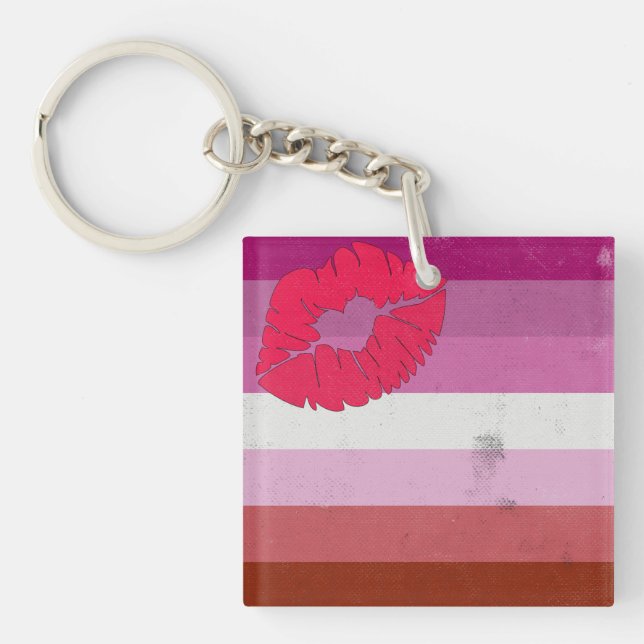 Porte-clefs Drapeau lesbien (Lipstick) (Devant)