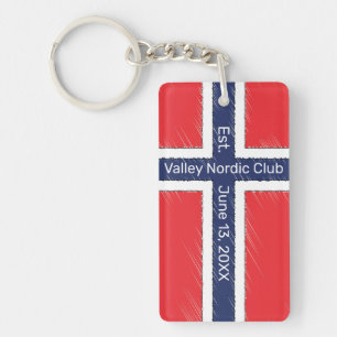 Porte-clefs Drapeau norvégien personnalisé avec nom ou initial