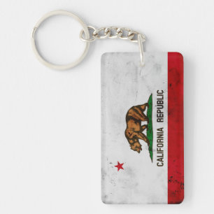 Porte-clefs Drapeau patriotique grunge d'état de la Californi