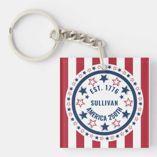 Porte-clefs Drapeau patriotique vintage personnalisé America 2