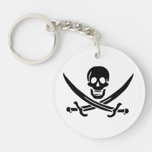 Porte-clefs Drapeau pirate crâne épées croisées