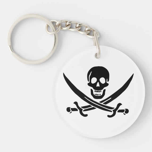 Porte-clefs Drapeau pirate crâne épées croisées (Devant)
