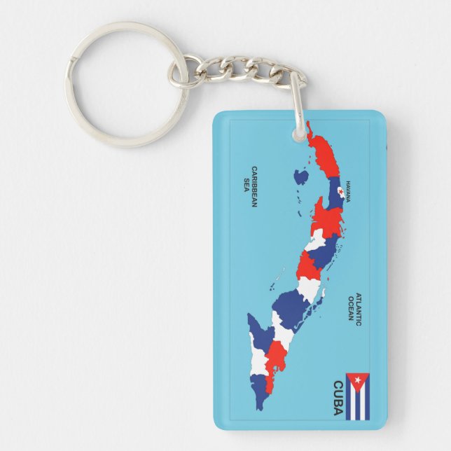 Porte-clefs Drapeau politique de carte de pays du Cuba (Devant)