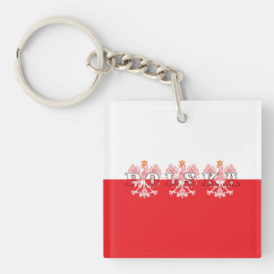 Porte-clefs Drapeau Polska Aigles rouges