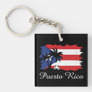 Porte-clefs Drapeau Porto Rico vintage Coqui Boricua