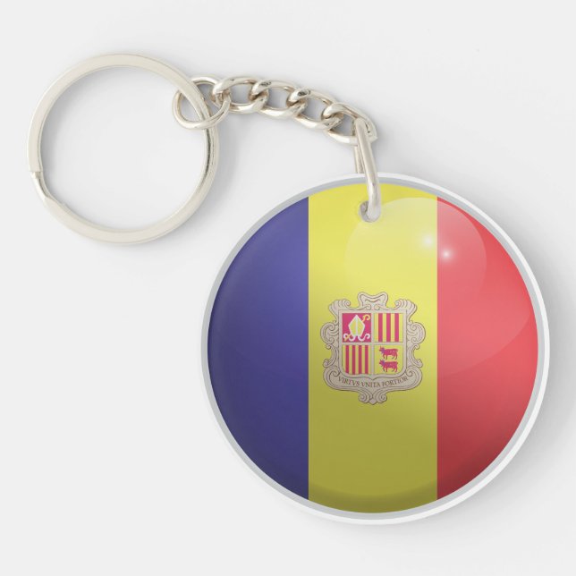 Porte-clefs Drapeau rond d'Andorre (Devant)