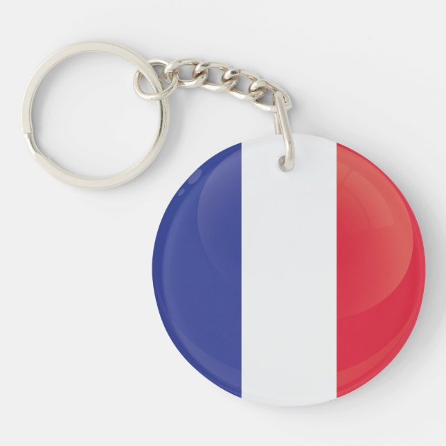 Porte-clefs Drapeau rond de la France (Devant)
