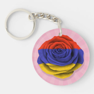 Porte-clefs Drapeau rose d'Arménien sur le rose