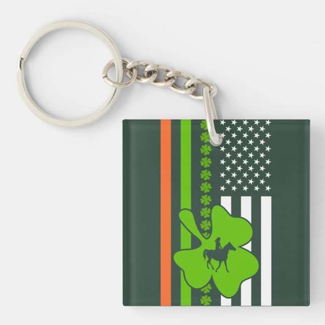 Porte-clefs Drapeau Shamrock irlandais (Devant)