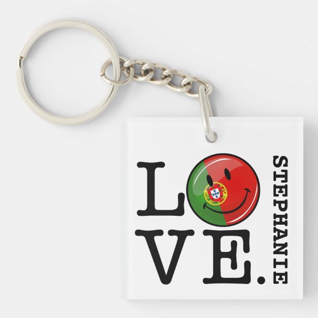 Porte-clefs Drapeau souriant Love Portugal (Devant)