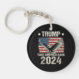 Porte-clefs drapeau Trump 2024 reprenons l'Amérique hommes fem