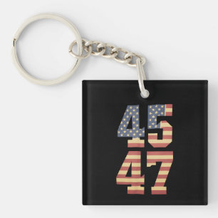 Porte-clefs Drapeau Trump 45 47 Vintage Amérique USA