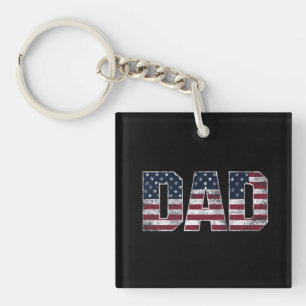 Porte-clefs Drapeau vintage Papa Usa, Fête des pères American 