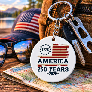 Porte-clefs Drapeau vintage pour le 250e anniversaire des État