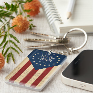 Porte-clefs Drapeau vintage USA 250e anniversaire, Liberté pat