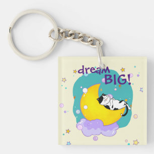 Porte-clefs "Dream Big" Chat Sur La Lune Citation Inspirationn