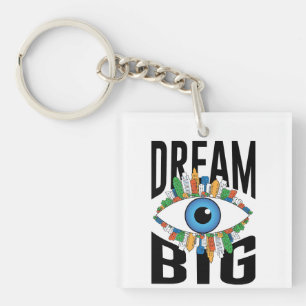 Porte-clefs Dream Grosse citation motivationnelle et paysage u