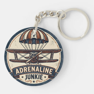 Porte-clefs Drogué à l'adrénaline Skydiving vintage