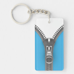 Porte-clefs Drôle Bizarre Réaliste Bleu Fermeture éclair